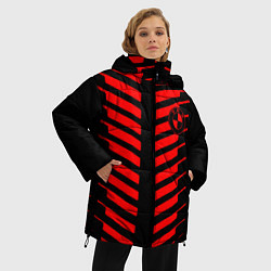 Куртка зимняя женская BMW geometry sport red strupes, цвет: 3D-красный — фото 2