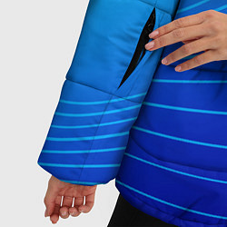 Куртка зимняя женская Синий градиент полосы, цвет: 3D-светло-серый — фото 2