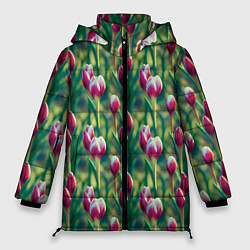 Куртка зимняя женская Весенние цветы на поляне, цвет: 3D-светло-серый