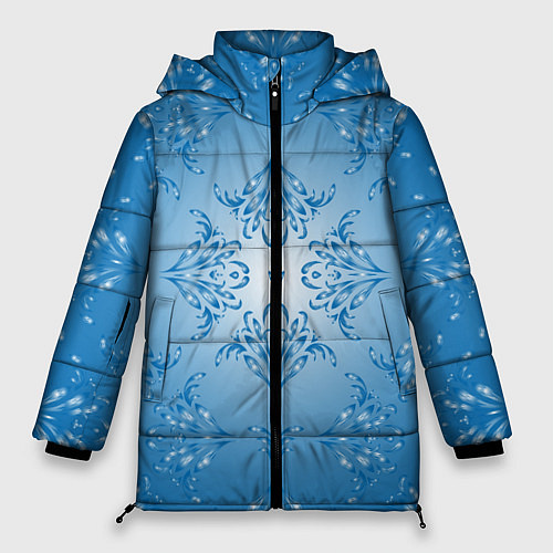 Женская зимняя куртка Векторные узоры на голубом фоне / 3D-Черный – фото 1