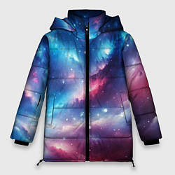 Женская зимняя куртка Розово-голубой космический пейзаж