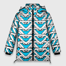 Куртка зимняя женская Бело-синий узор, цвет: 3D-светло-серый