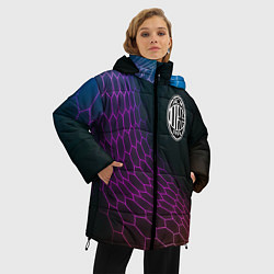 Куртка зимняя женская AC Milan футбольная сетка, цвет: 3D-черный — фото 2