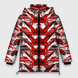 Куртка зимняя женская Красно-белая техно броня, цвет: 3D-красный