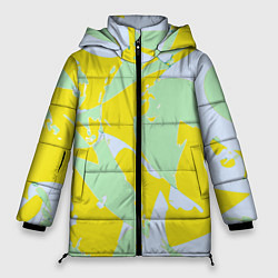 Куртка зимняя женская Салатово-жёлтые пятна, цвет: 3D-светло-серый