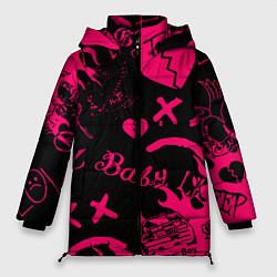 Куртка зимняя женская Lil peep pink steel rap, цвет: 3D-черный