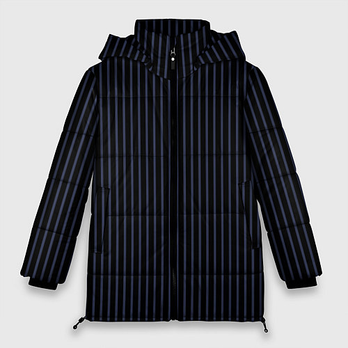Женская зимняя куртка Тёмный синий в полоску / 3D-Черный – фото 1