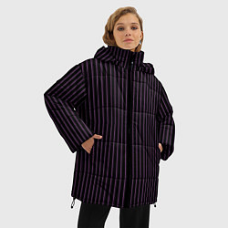 Куртка зимняя женская Тёмный фиолетовый в полоску, цвет: 3D-светло-серый — фото 2