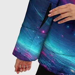Куртка зимняя женская Яркая неоновая галактика - нейросеть, цвет: 3D-черный — фото 2