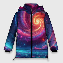 Куртка зимняя женская Яркая неоновая галактика - нейросеть, цвет: 3D-черный