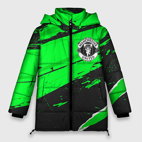 Женская зимняя куртка Manchester United sport green / 3D-Черный – фото 1