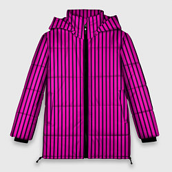 Куртка зимняя женская Яркий розовый в полоску, цвет: 3D-черный