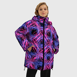 Куртка зимняя женская Розово-фиолетовые светящиеся переплетения, цвет: 3D-черный — фото 2