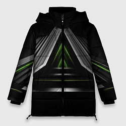 Женская зимняя куртка Black green abstract nvidia style