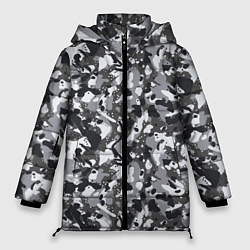 Куртка зимняя женская Пиксельный камуфляж серого цвета, цвет: 3D-черный