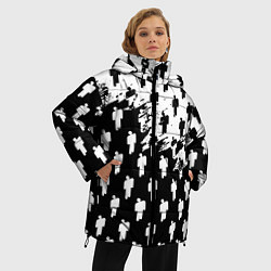 Куртка зимняя женская Billie Eilish pattern black, цвет: 3D-красный — фото 2