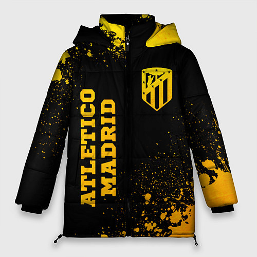 Женская зимняя куртка Atletico Madrid - gold gradient вертикально / 3D-Черный – фото 1
