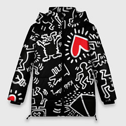 Куртка зимняя женская Kit Haring little men, цвет: 3D-красный