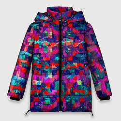 Куртка зимняя женская Разноцветные осколки стекла, цвет: 3D-светло-серый