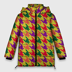 Женская зимняя куртка Цветные гусиные лапки принт
