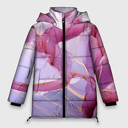 Куртка зимняя женская Куски розового мрамора, цвет: 3D-красный