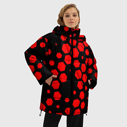 Куртка зимняя женская Красные соты броня, цвет: 3D-черный — фото 2