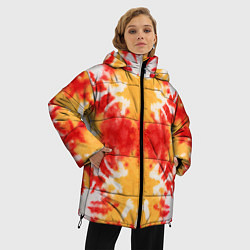 Куртка зимняя женская Красно-желтый тай дай, цвет: 3D-светло-серый — фото 2