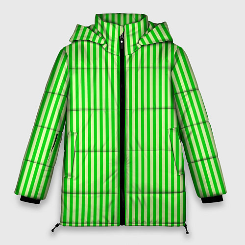 Женская зимняя куртка Полосатый салатовый / 3D-Черный – фото 1