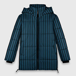 Куртка зимняя женская Тёмно-бирюзовый в полоску, цвет: 3D-черный