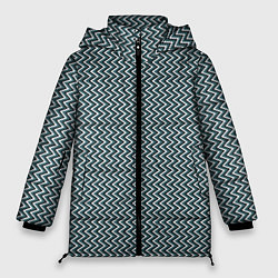 Женская зимняя куртка Треугольные полосы бело-бирюзовый