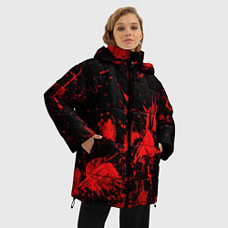 Куртка зимняя женская Брызги крови паттерн, цвет: 3D-черный — фото 2
