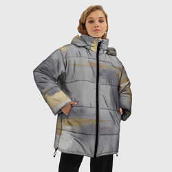 Куртка зимняя женская Серо золотая абстракция, цвет: 3D-светло-серый — фото 2