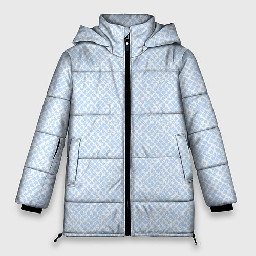 Женская зимняя куртка Паттерн бело-голубой / 3D-Черный – фото 1