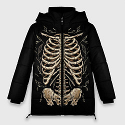 Куртка зимняя женская Скелет на груди, цвет: 3D-светло-серый