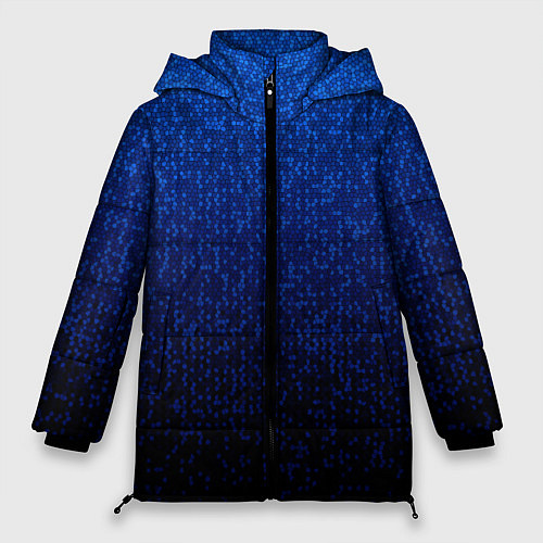 Женская зимняя куртка Градиент мелкая мозаика сине-чёрный / 3D-Черный – фото 1