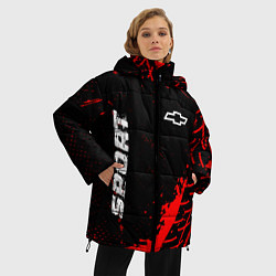 Куртка зимняя женская Chevrolet red sport tires, цвет: 3D-черный — фото 2