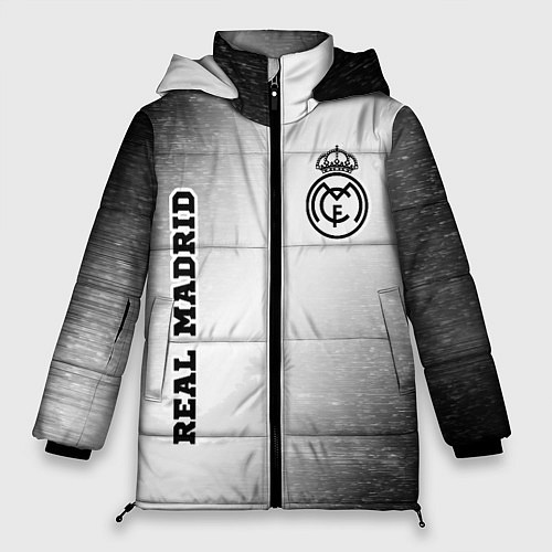 Женская зимняя куртка Real Madrid sport на светлом фоне вертикально / 3D-Черный – фото 1