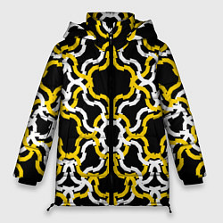 Женская зимняя куртка Жёлто-белые полосы на чёрном фоне