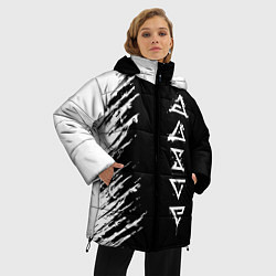 Куртка зимняя женская Ведьмачьи знаки с подтеками, цвет: 3D-красный — фото 2