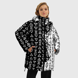 Куртка зимняя женская Ведьмак 3 магические знаки, цвет: 3D-черный — фото 2