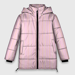 Куртка зимняя женская Бледный розово-жёлтый полосатый, цвет: 3D-светло-серый