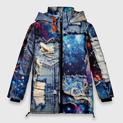 Женская зимняя куртка Звездный небосвод - пэчворк