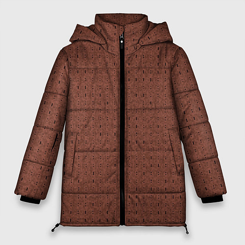 Женская зимняя куртка Благородный коричневый паттерн полосочки / 3D-Черный – фото 1
