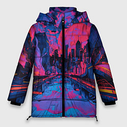 Куртка зимняя женская Город в психоделических цветах, цвет: 3D-светло-серый