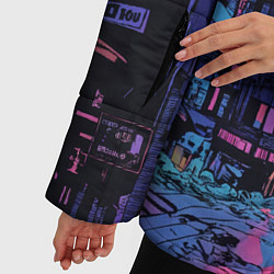 Куртка зимняя женская Киберпанк город в стиле комиксов, цвет: 3D-светло-серый — фото 2