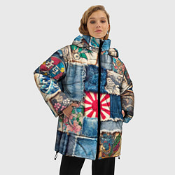 Куртка зимняя женская Японское художество пэчворк, цвет: 3D-светло-серый — фото 2