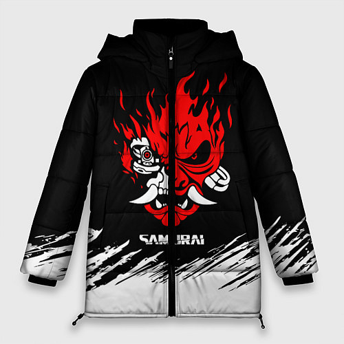 Женская зимняя куртка Логотип самурая из киберпанка 2077 / 3D-Черный – фото 1