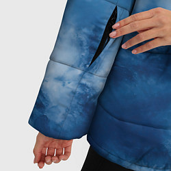 Куртка зимняя женская Синяя абстракция паутина, цвет: 3D-черный — фото 2