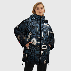 Куртка зимняя женская Паттерн-узор из толстых линий, цвет: 3D-черный — фото 2