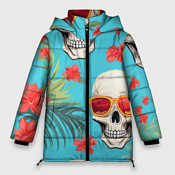 Куртка зимняя женская Черепа в отпуске, цвет: 3D-светло-серый